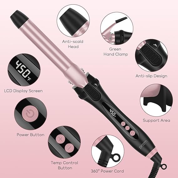 Prizm Juego de rizadores con abrazadera, 5 varillas rizadoras intercambiables - Image 2