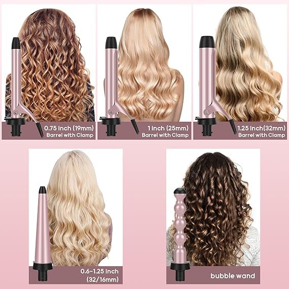 Prizm Juego de rizadores con abrazadera, 5 varillas rizadoras intercambiables - Image 3